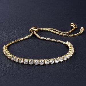 Women's Shiny Gold Cubic Zirconia Alloy Luxury Adjustable Bracelet